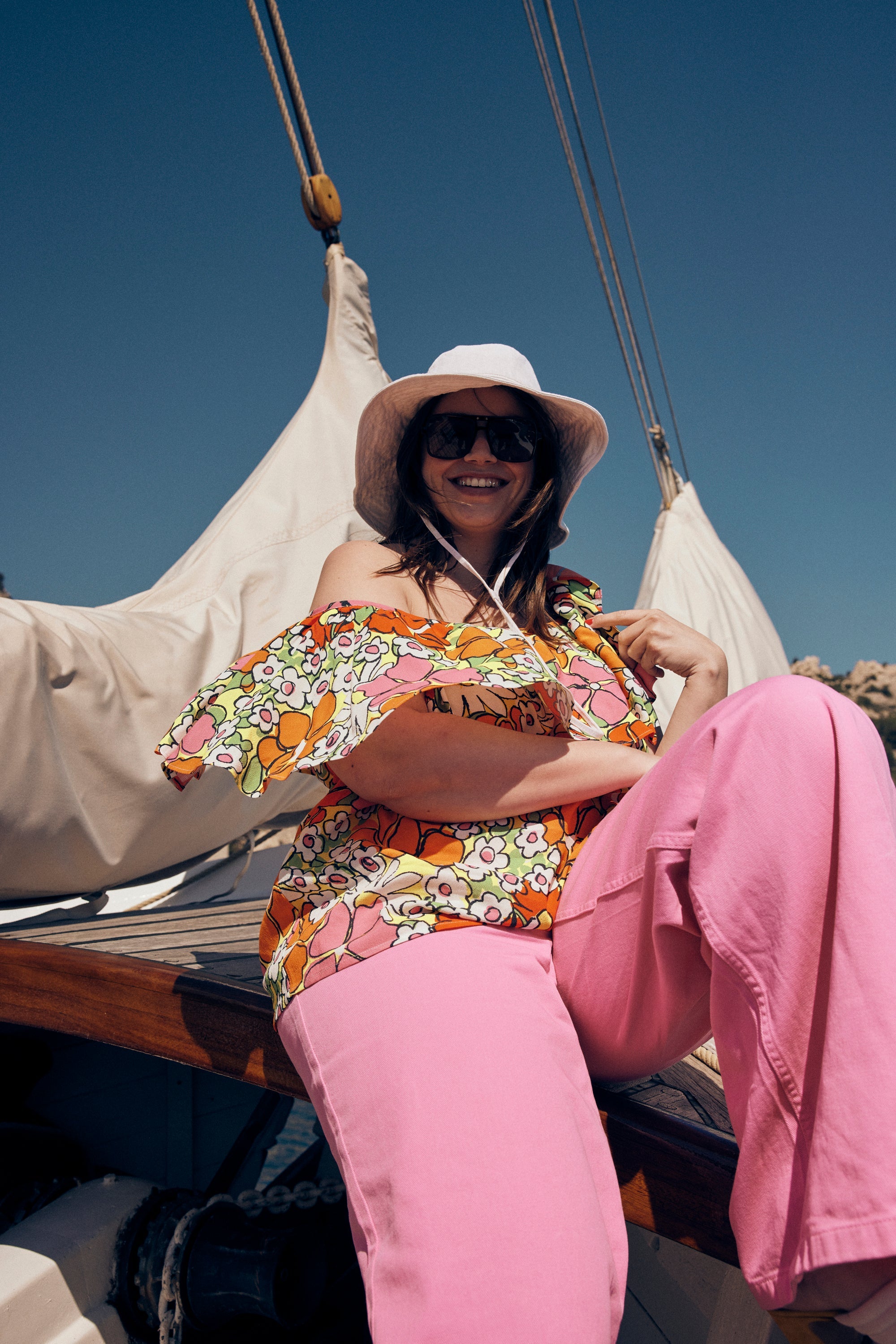 TOP SAVANE FLEURS 70'S