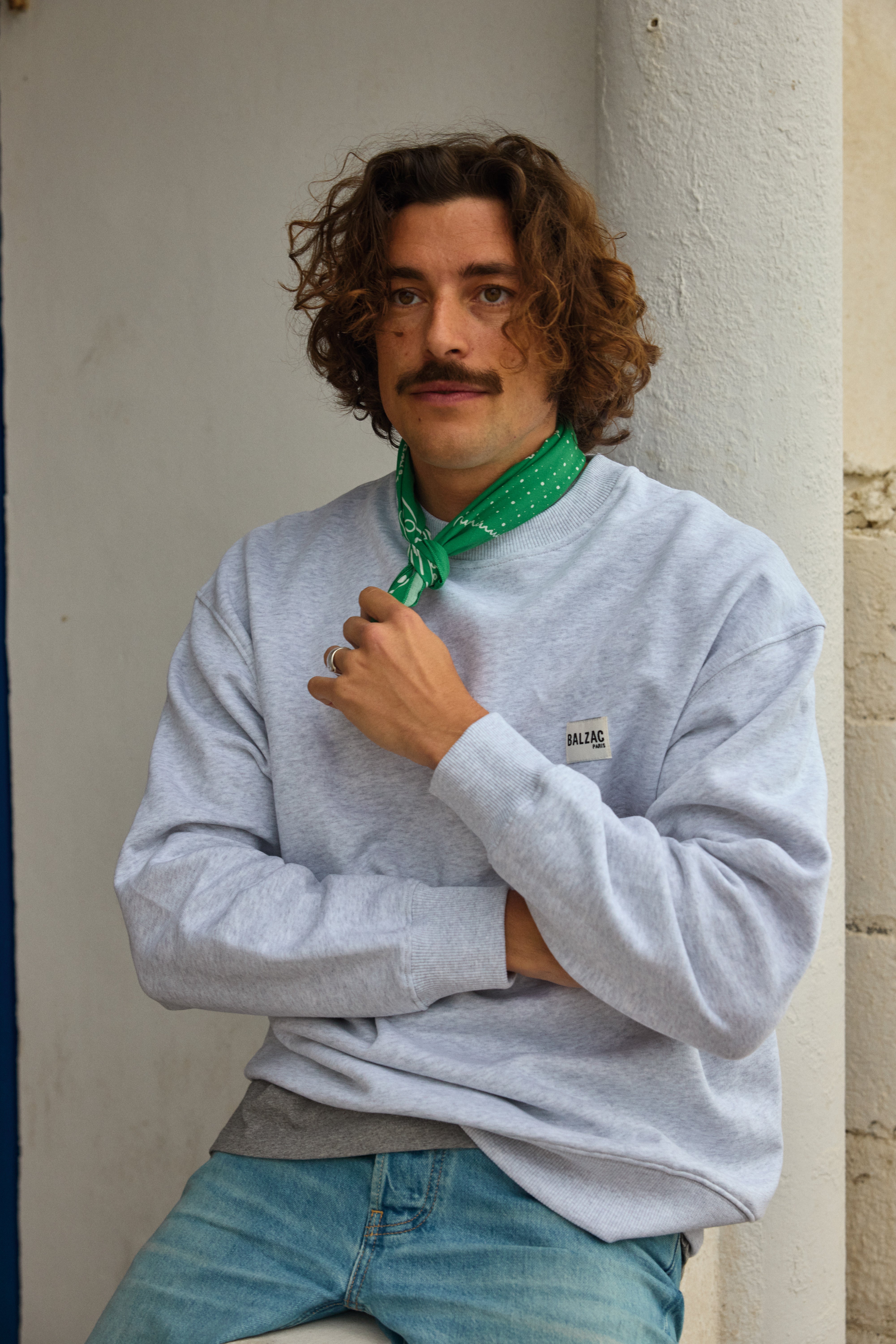 Sweat-shirt Hauteville BP gris clair chiné