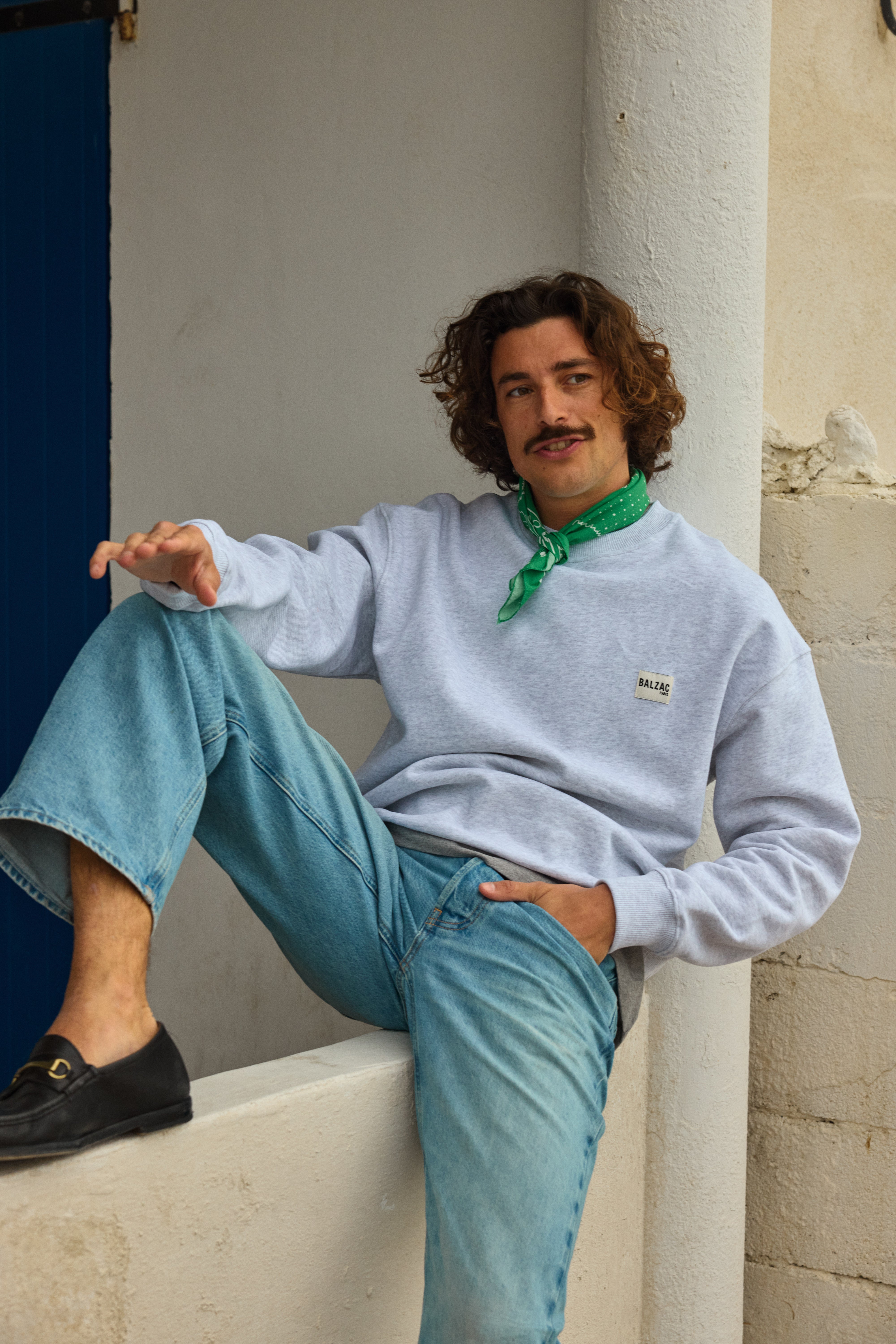 Sweat-shirt Hauteville BP gris clair chiné
