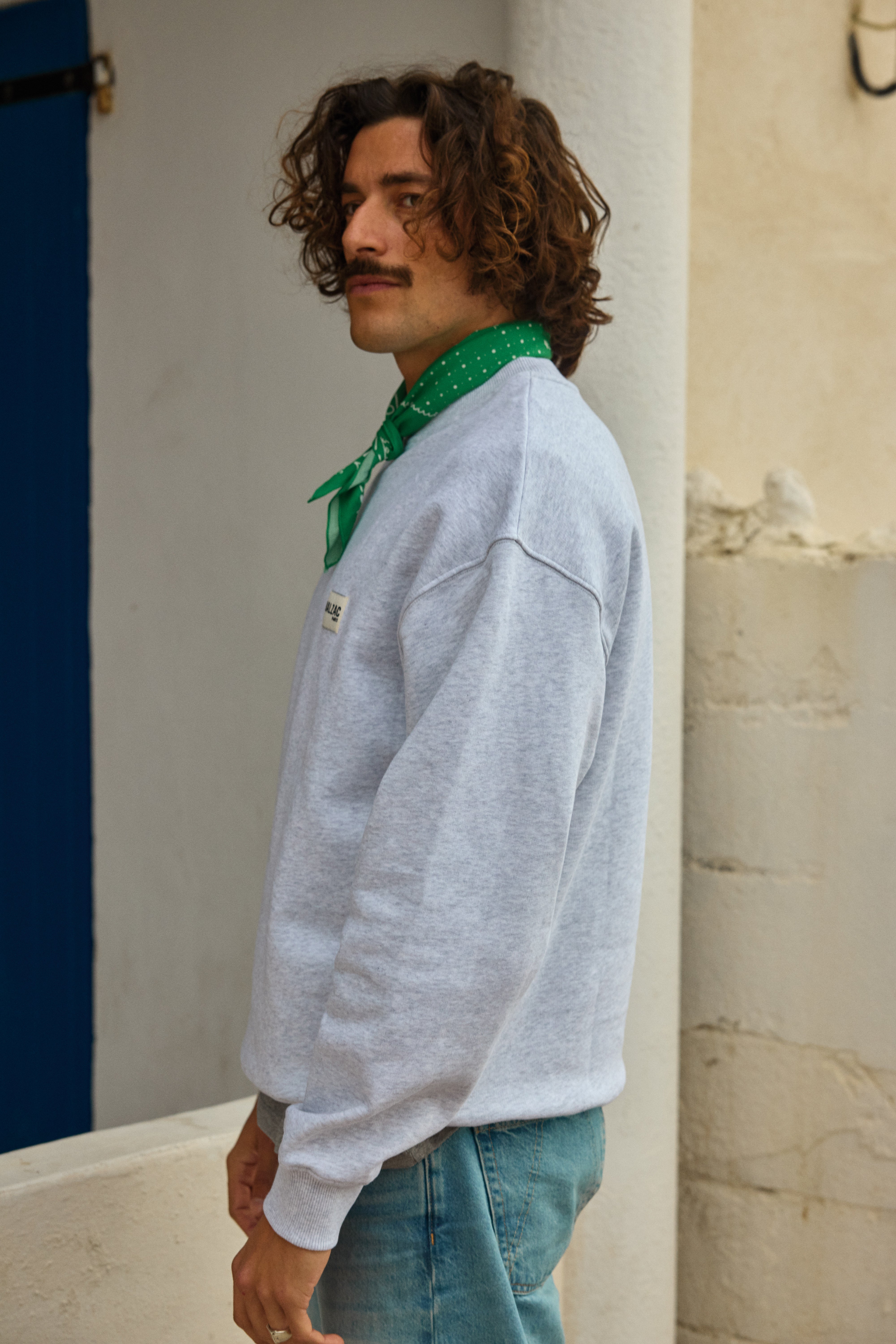 Sweat-shirt Hauteville BP gris clair chiné